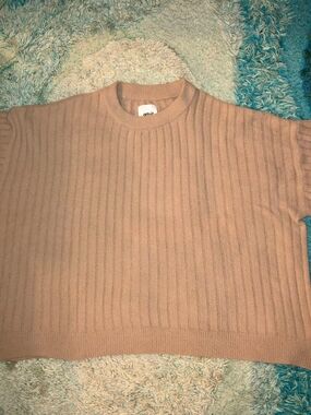 aerie Ribbed Crewneck Sweater in Blush Pink